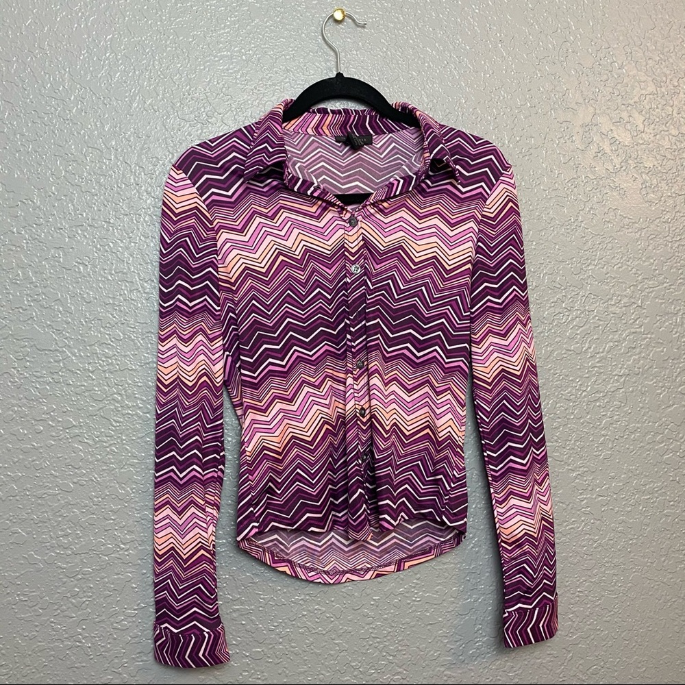 THE LIMITED PURPLE ZIG ZAG BUTTON DOWN SHIRT